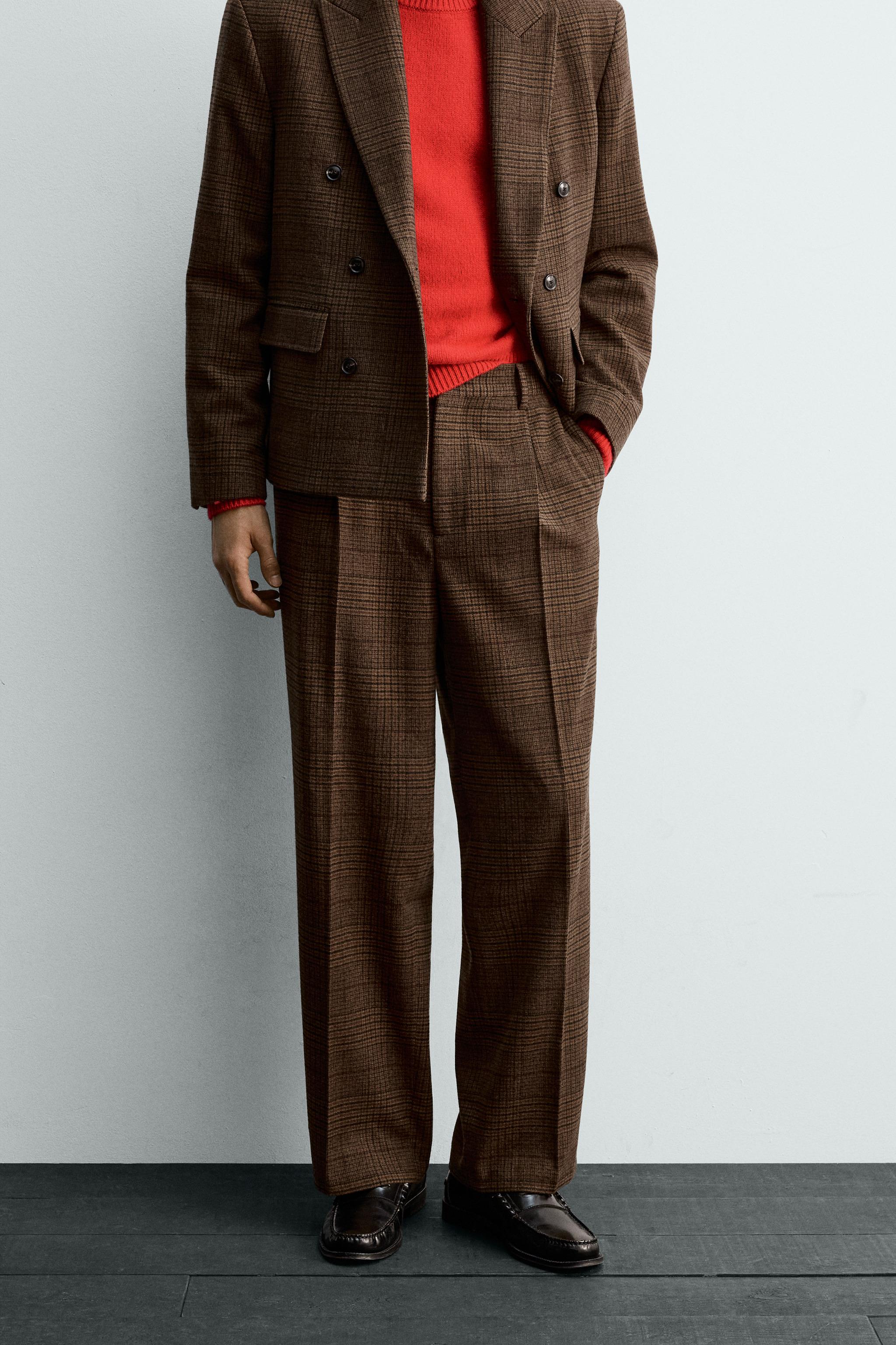 PLAID SUIT PLEATED PANTS