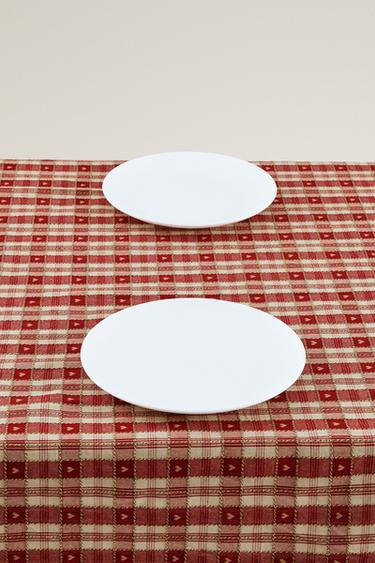 CHRISTMAS CHECK HEART COTTON TABLECLOTH — Red 2