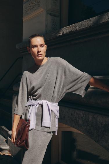 TOP OVERSIZE EN MAILLE UNIE - Gris chiné de Zara - Image 1