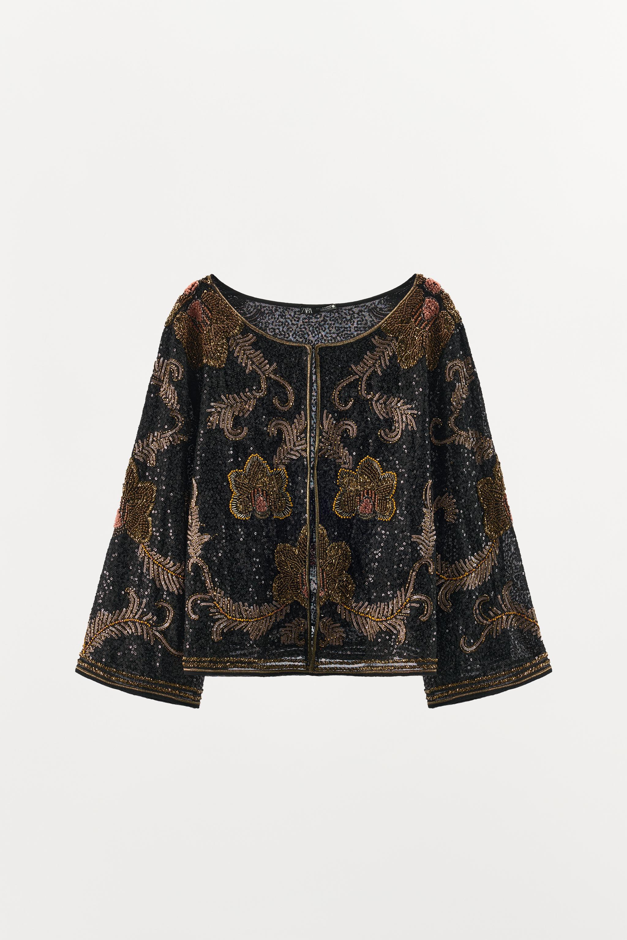 刺繍入りケープジャケット - ブラック | ZARA Japan / 日本