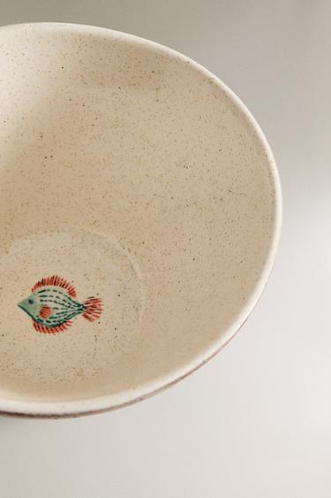 STONEWARE FISH BOWL - Blue/White by Zara - Image 2