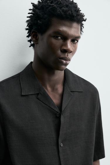 CHEMISE FLUIDE STRUCTURÉE - Noir de Zara - Image 4