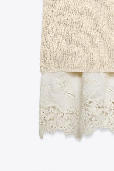 CONTRAST KNIT DRESS - Ecru by Zara - Image 5