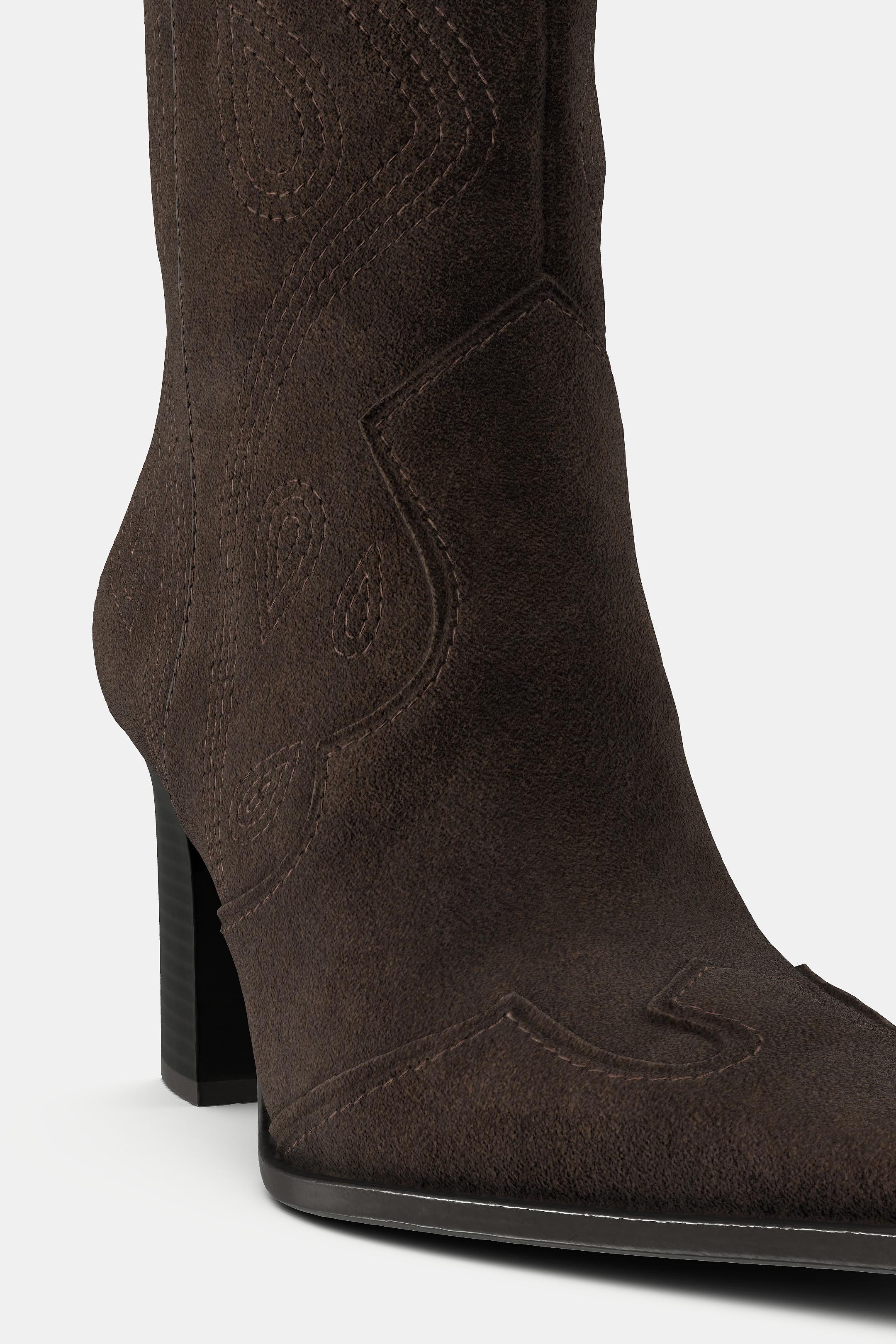 BOTA TACÓN SERRAJE - Marrón de Zara