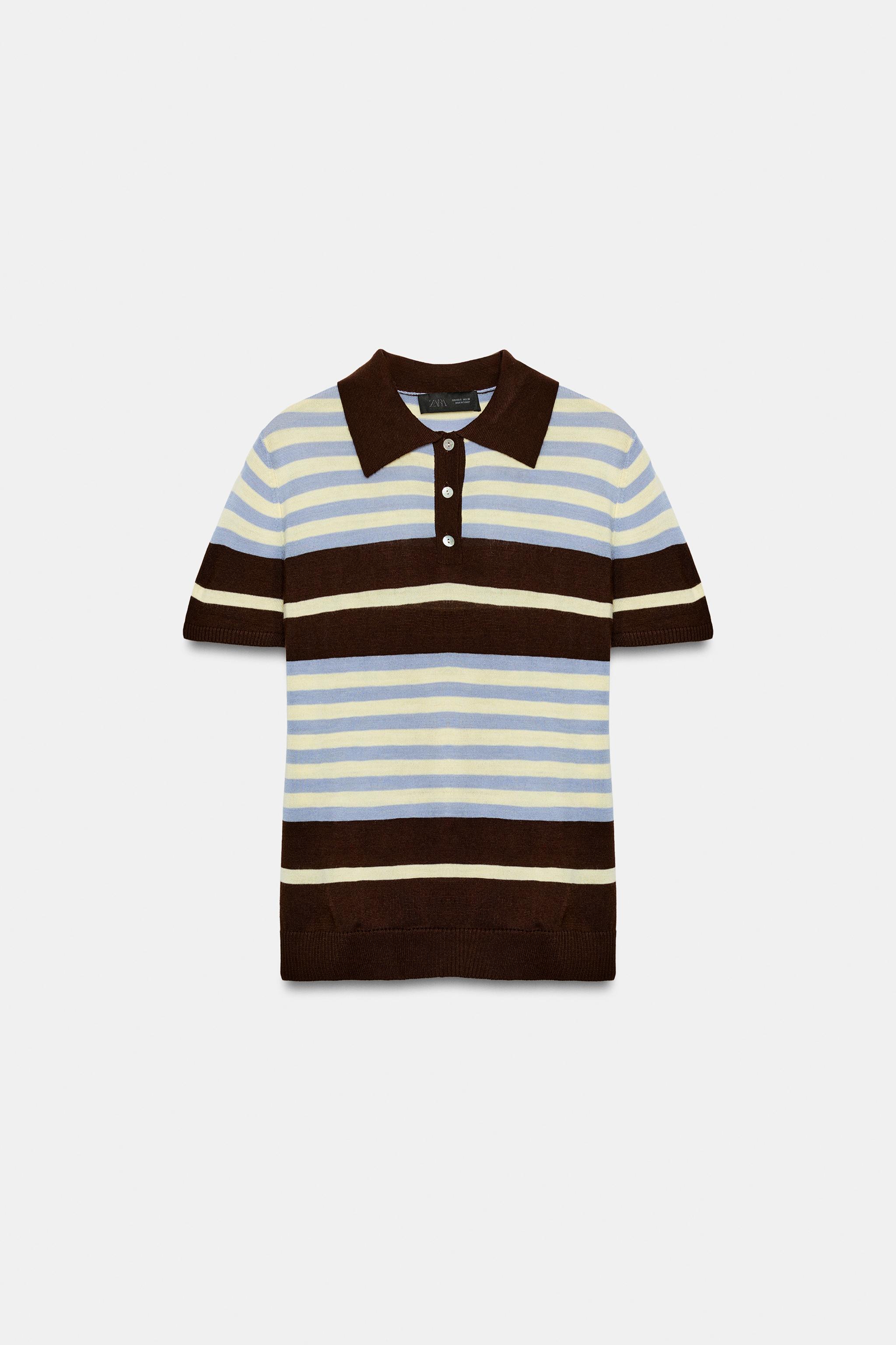 STRIPED KNIT POLO SHIRT