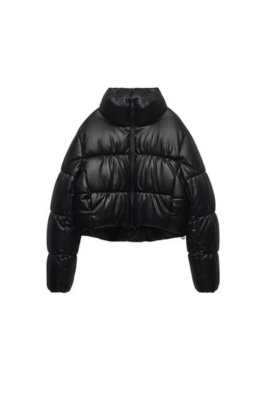 FAUX LEATHER PUFFER JACKET