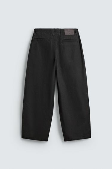 WIDE-LEG PLEATED TROUSERS - Brown by Zara - Image 7