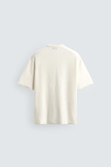 WASHED PRINTED KNIT T-SHIRT - Ecru by Zara - Image 7