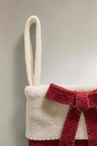FELT CHRISTMAS STOCKING DECORATION - Red by Zara - Image 1