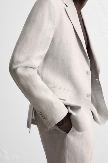 BLAZER COSTUME 100 % LIN - Beige clair de Zara - Image 5