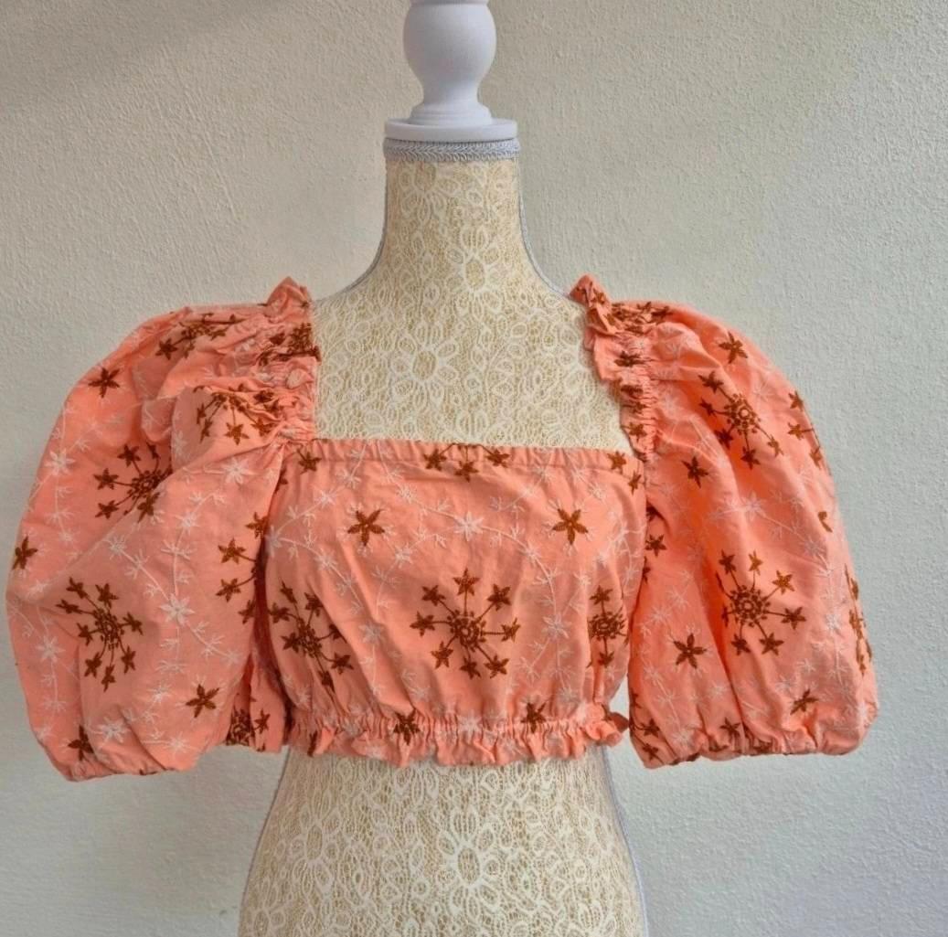 EMBROIDERED TOP WITH PUFF SLEEVES - Image 3