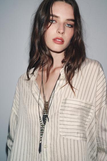 PACK OF 2 BEADED FRINGE NECKLACES - Anthracite grey by Zara