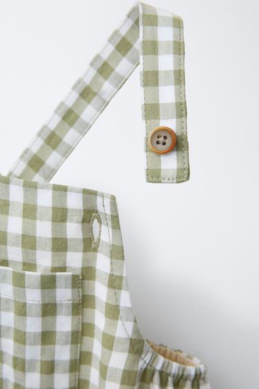 GINGHAM JUMPSUIT - Green / Ecru by Zara - Image 2