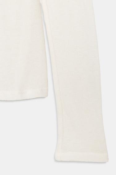 T-SHIRT À MANCHES LONGUES AVEC LAINE - Blanc de Zara - Image 5