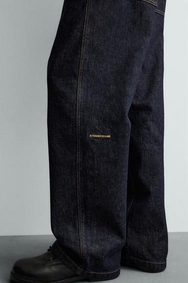 Zara BAGGY FIT CHINO JEANS - Blue