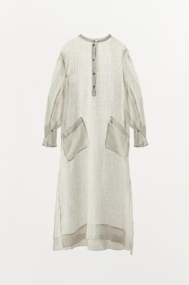 ROBE TUNIQUE 100 % LIN - Blanc de Zara - Image 5