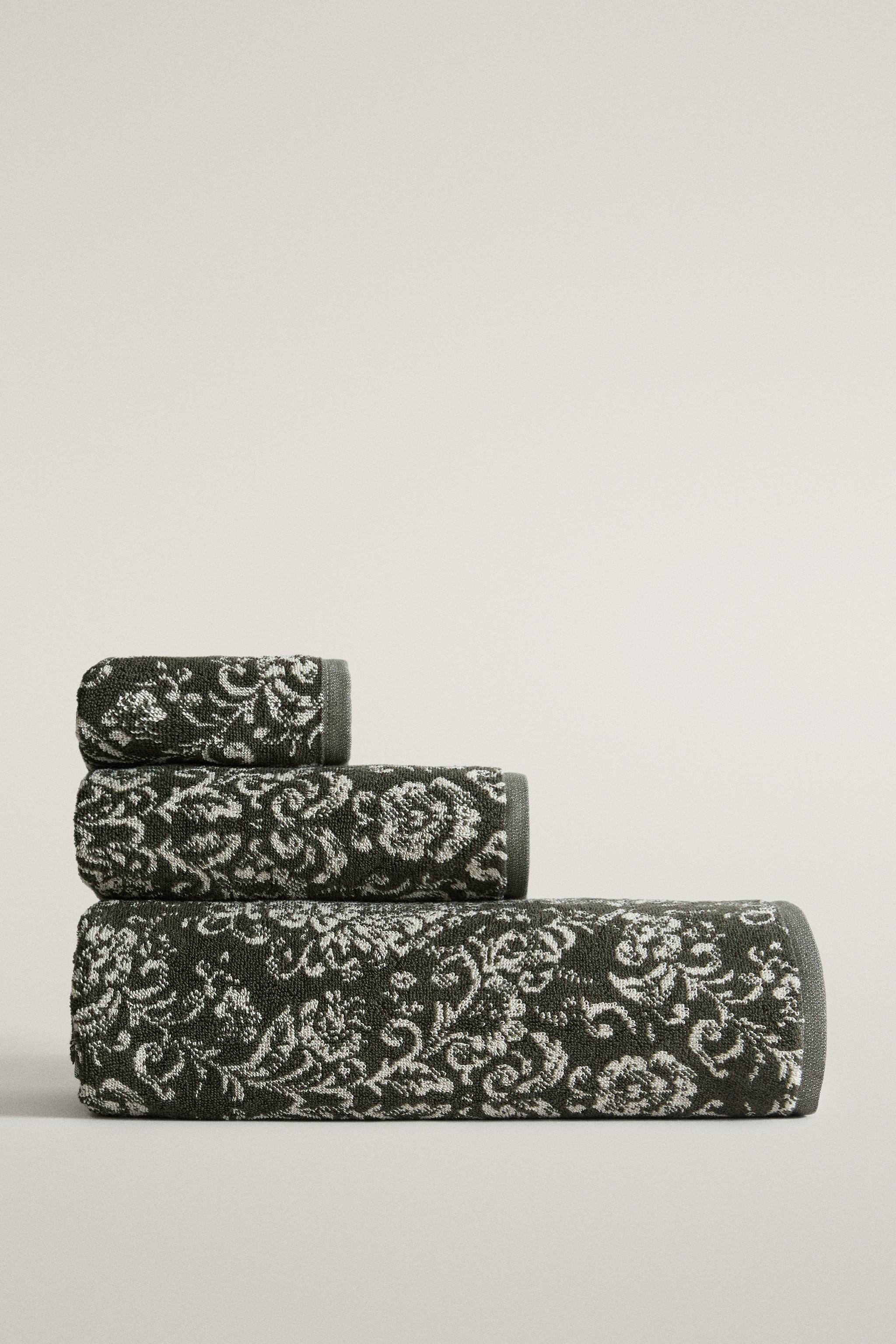 SERVIETTE DE BAIN ÉPONGE JACQUARD FLORAL