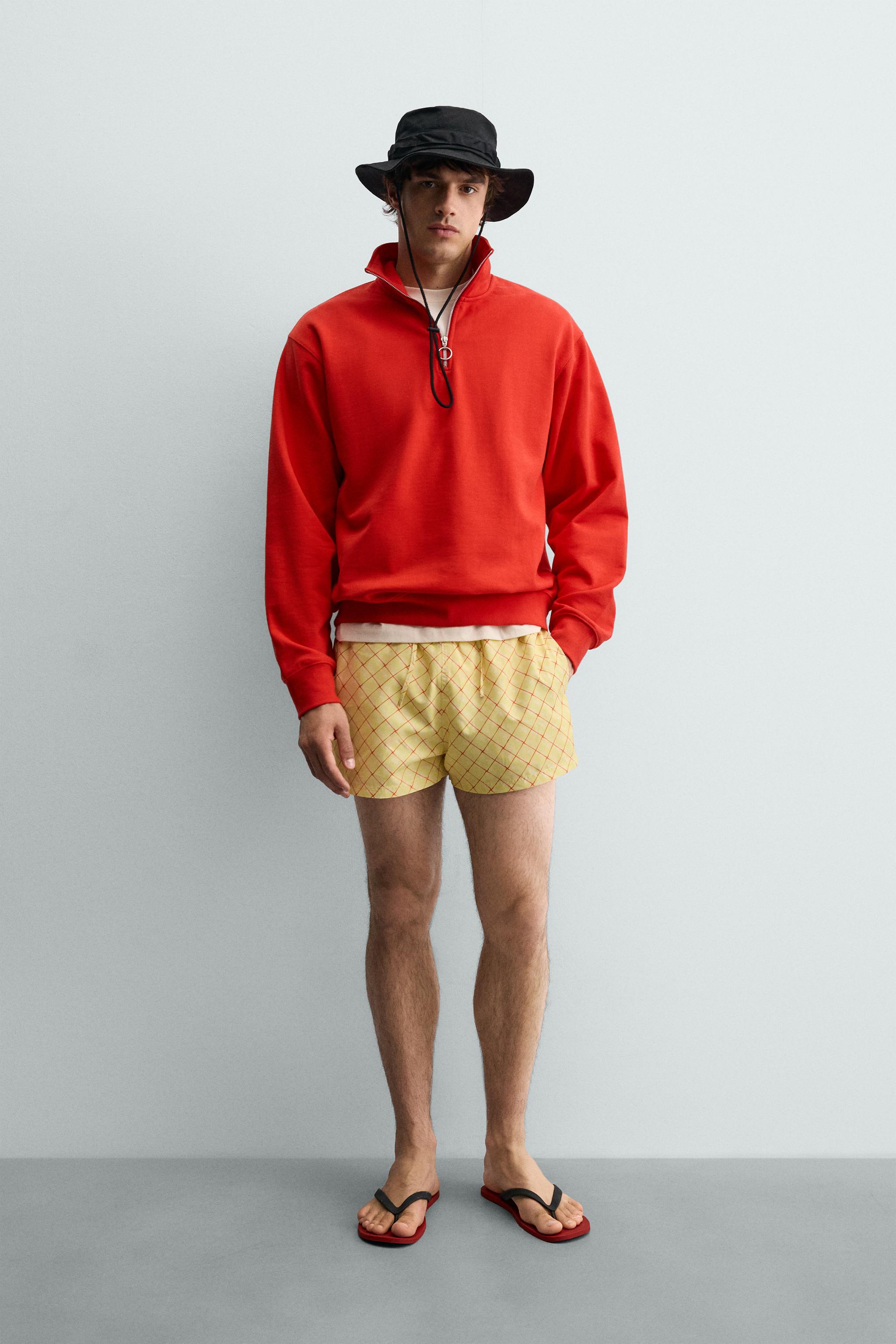 GABRIEL AZEVEDO X ZARA QUARTER ZIP SWEATSHIRT - Coral red | ZARA