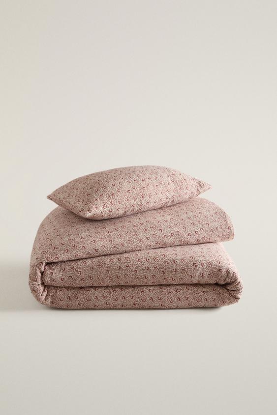 Zara LINEN COTTON BRANCHES BEDSPREAD - Beige - Image 0
