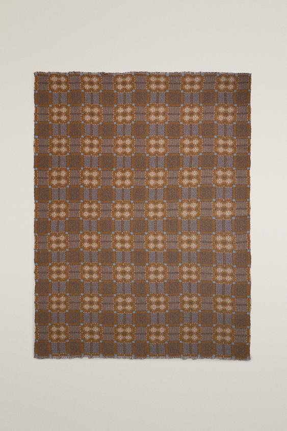 Zara GEOMETRIC DESIGN THROW - 棕色 - 圖片 0