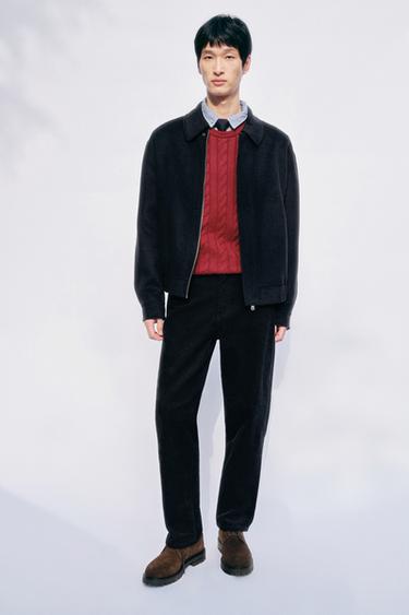 Zara 標準版燈芯絨長褲 - 海藍色