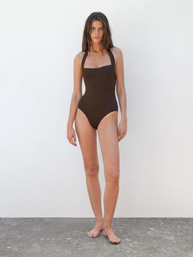 Zara Halterneck swimsuit - Dark brown - Image 0