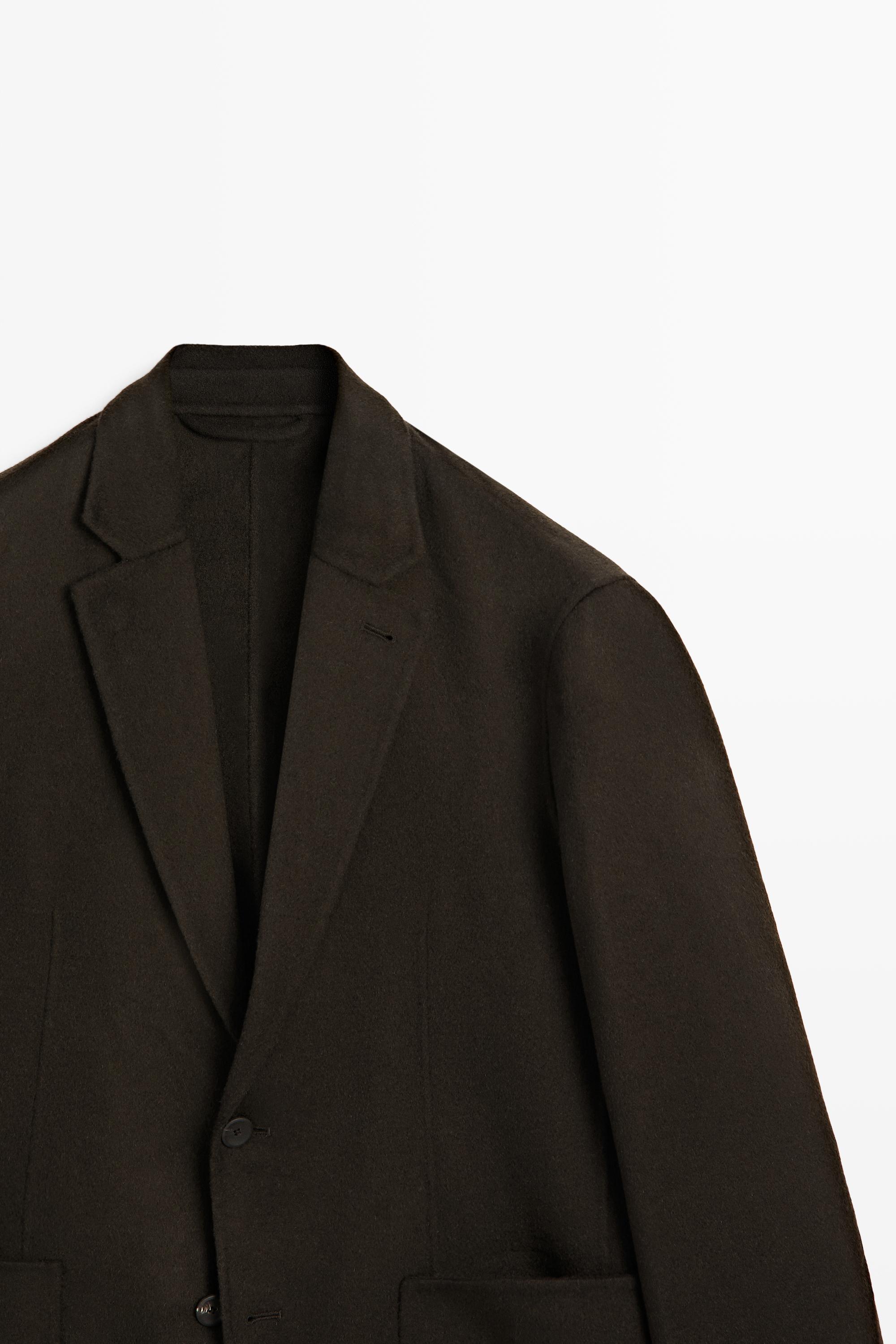 Double-layer wool blend blazer