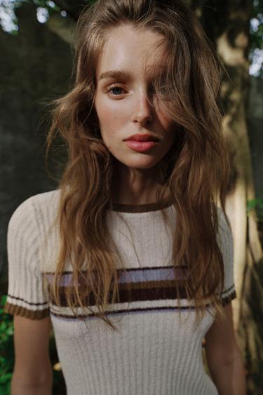 TOP RUSTIQUE À RAYURES - Écru de Zara - Image 4