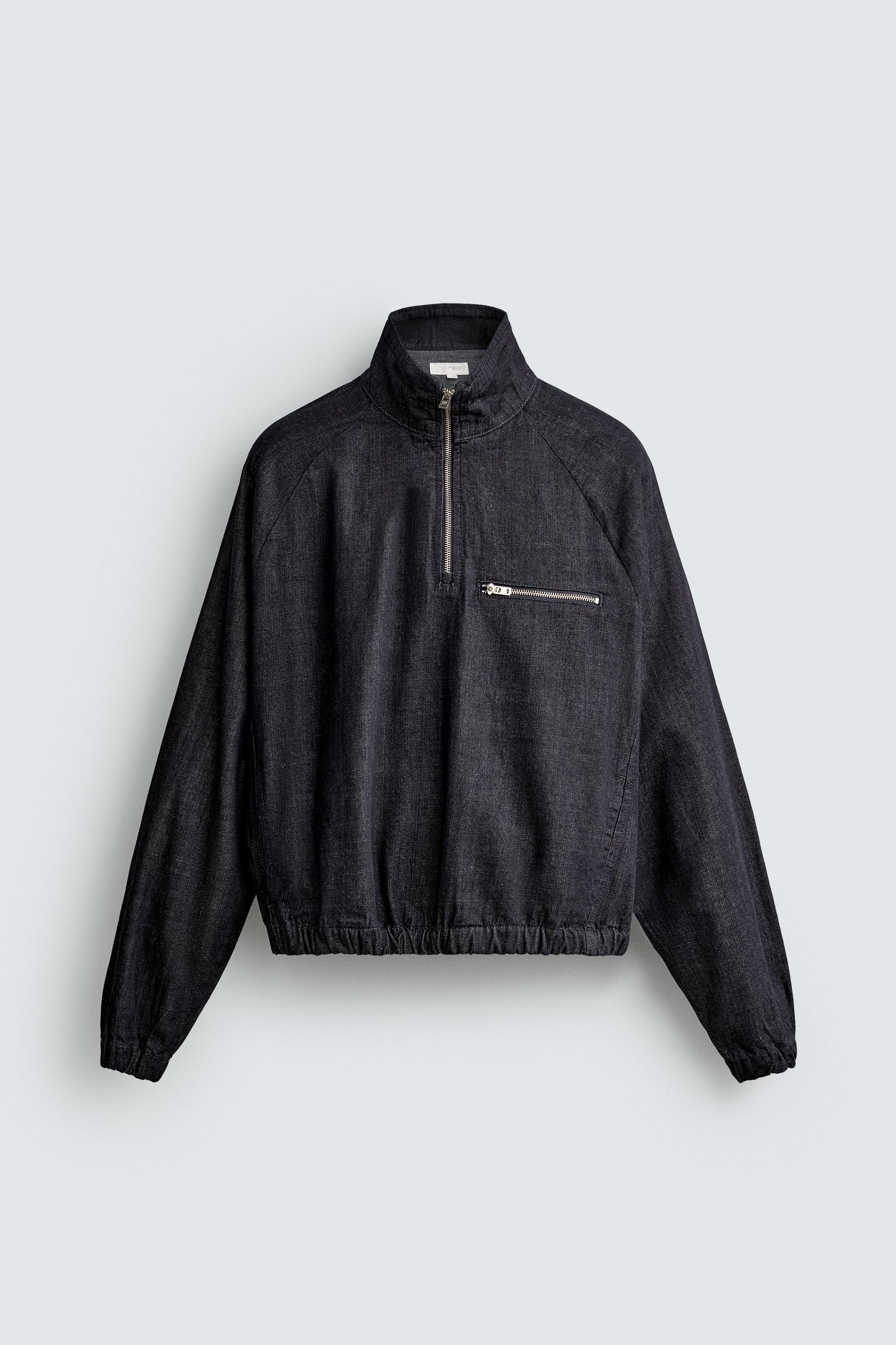 *M-310* DENIM ZIP-UP POUCH SWEATSHIRT - Indigo | ZARA South Africa