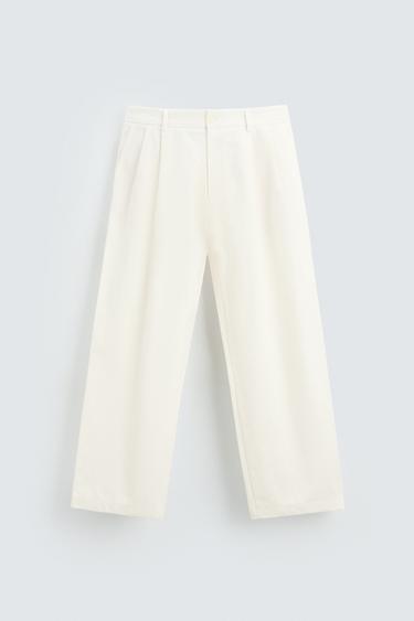 Zara PLEATED PANTS - Oyster-white
