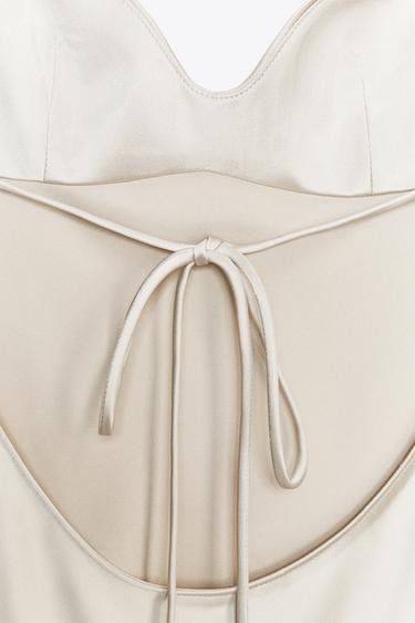 LACE SATIN DRESS - Light beige by Zara - Image 10