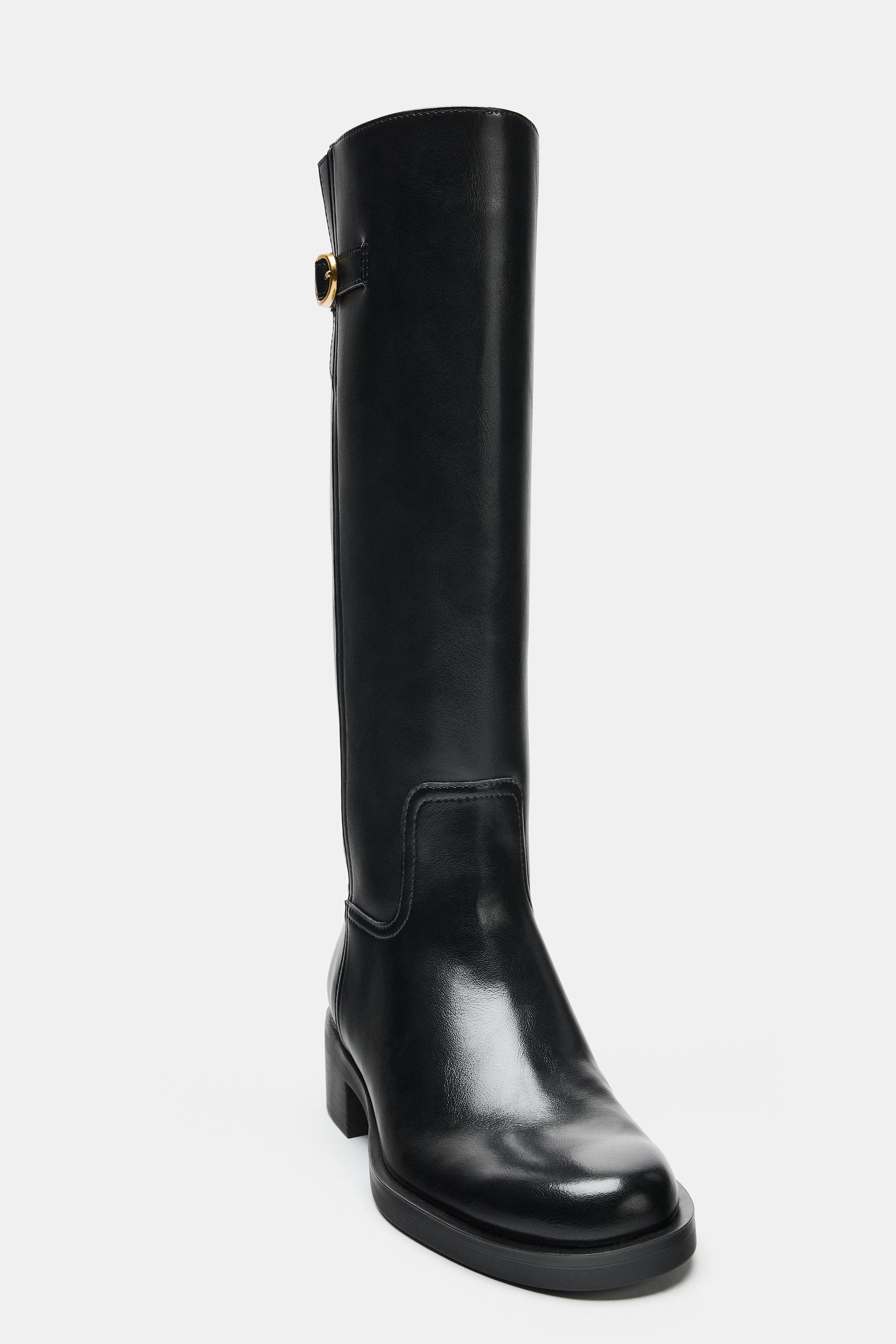 Женские ботинки Zara BUCKLED RIDING BOOTS — фото 5
