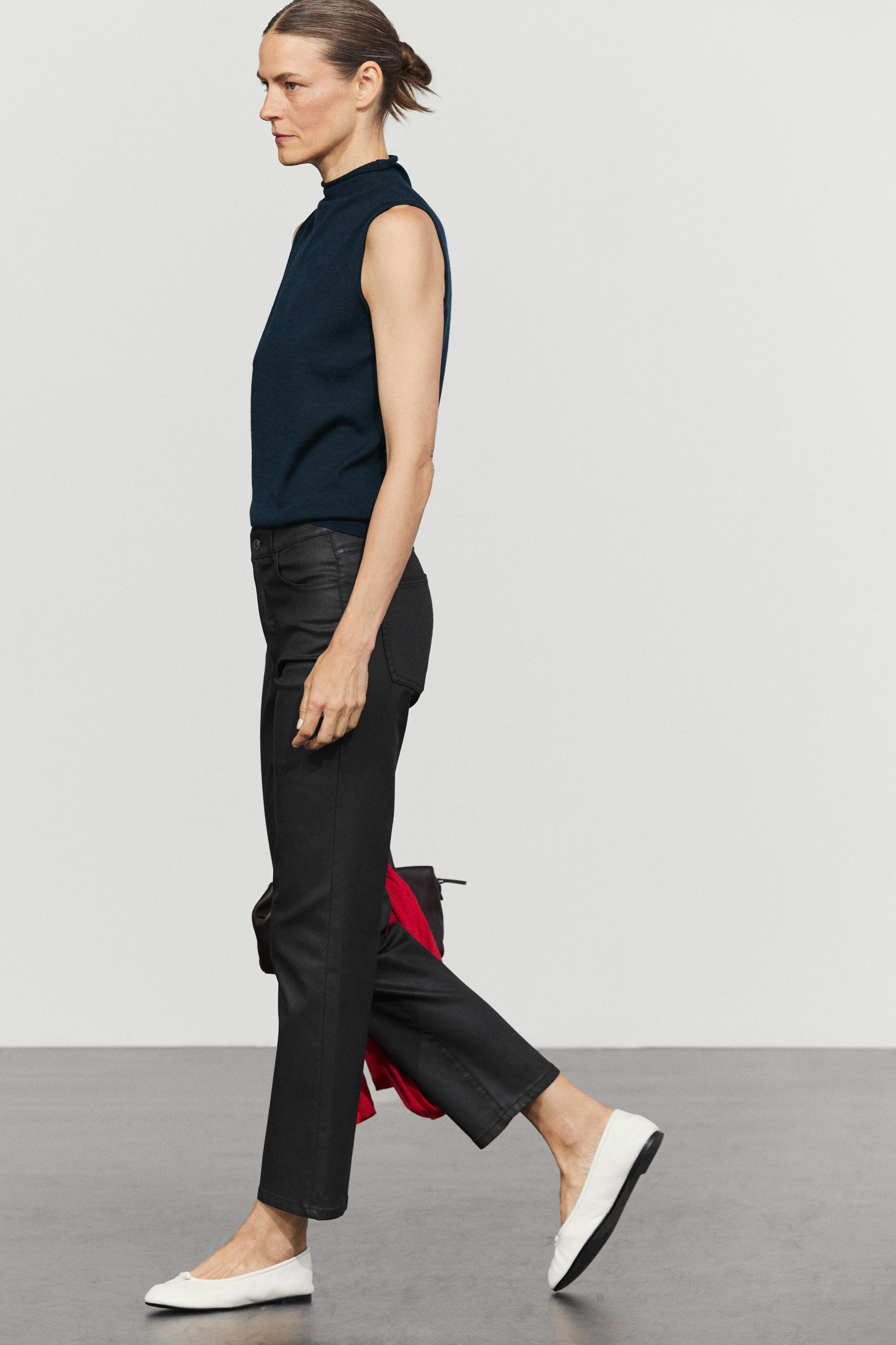 Waxed straight-leg pants
