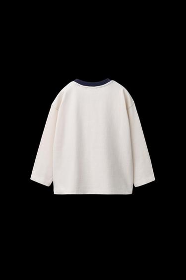 Zara CONTRAST TEXT T-SHIRT - Blue