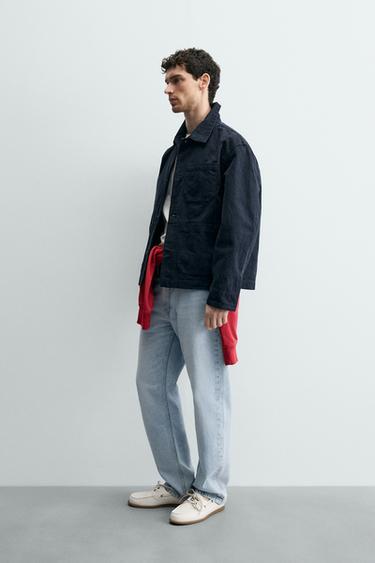 SURCHEMISE RELAXED FIT TOILE DÉLAVÉE - Bleu marine foncé de Zara - Image 3