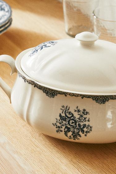 FLORAL EARTHENWARE SERVING TUREEN - Blue by Zara - Image 5