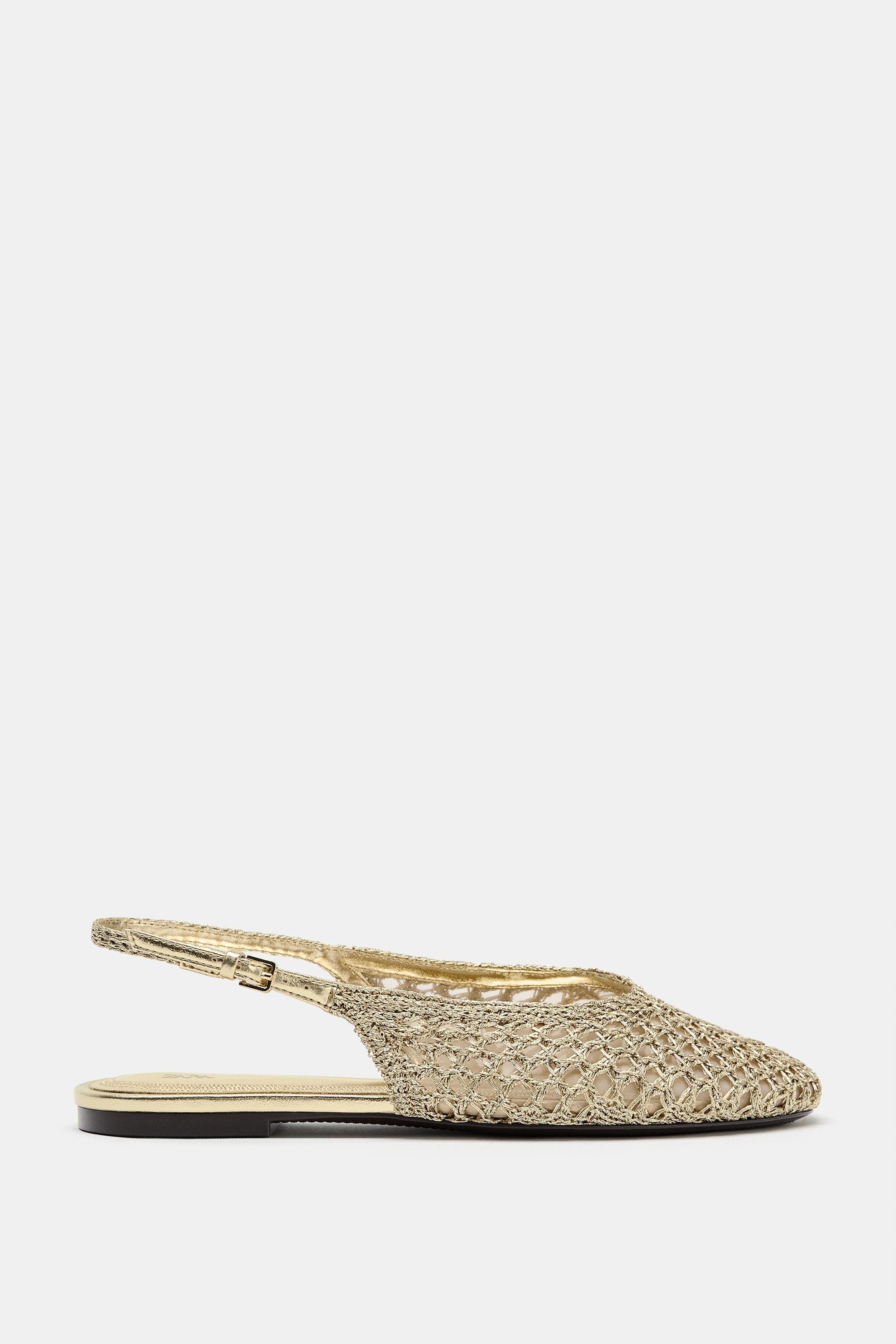METALLIC BRAIDED EFFECT SLINGBACK FLATS