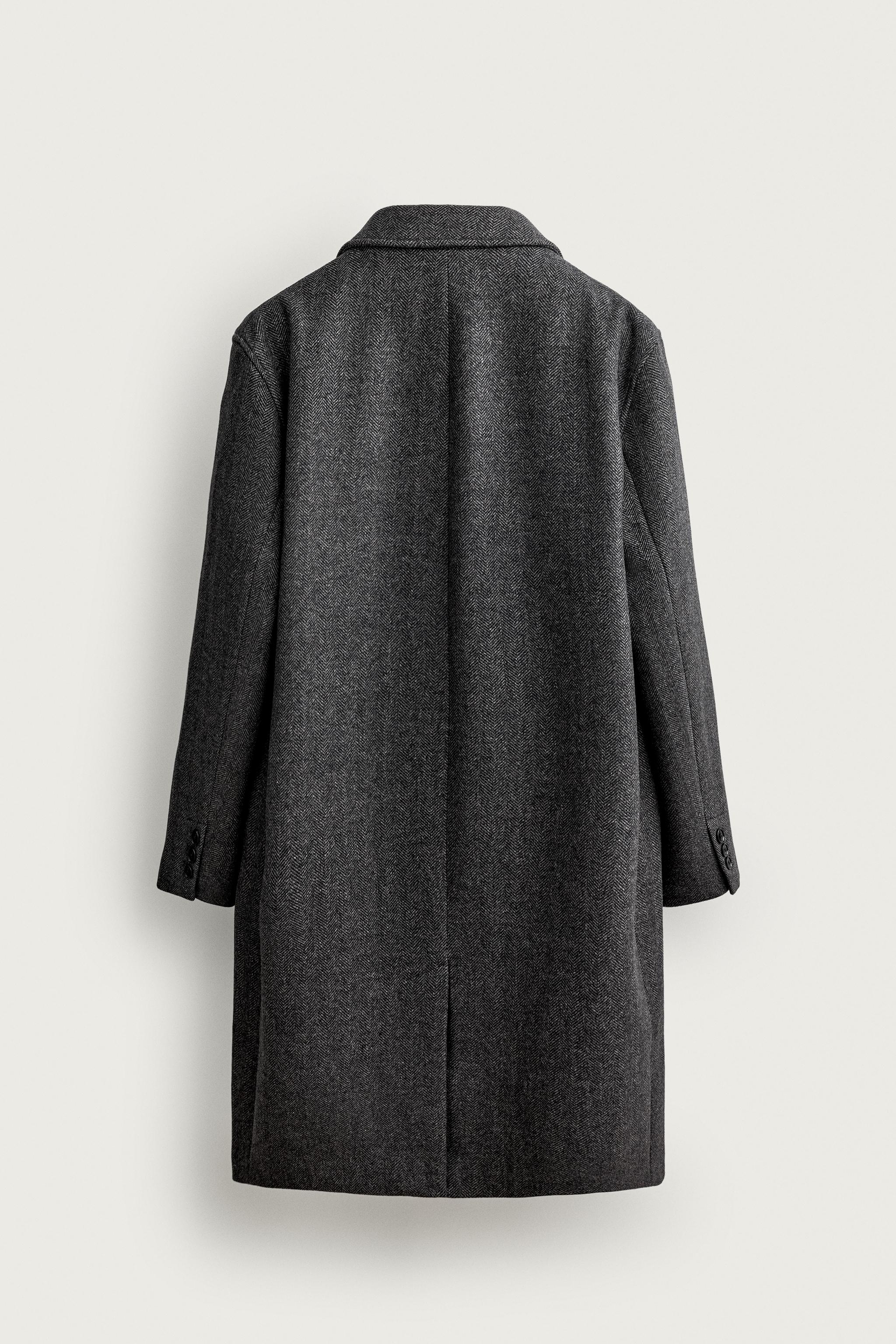 WOOL-BLEND RELAXED FIT COAT — Dark gray
