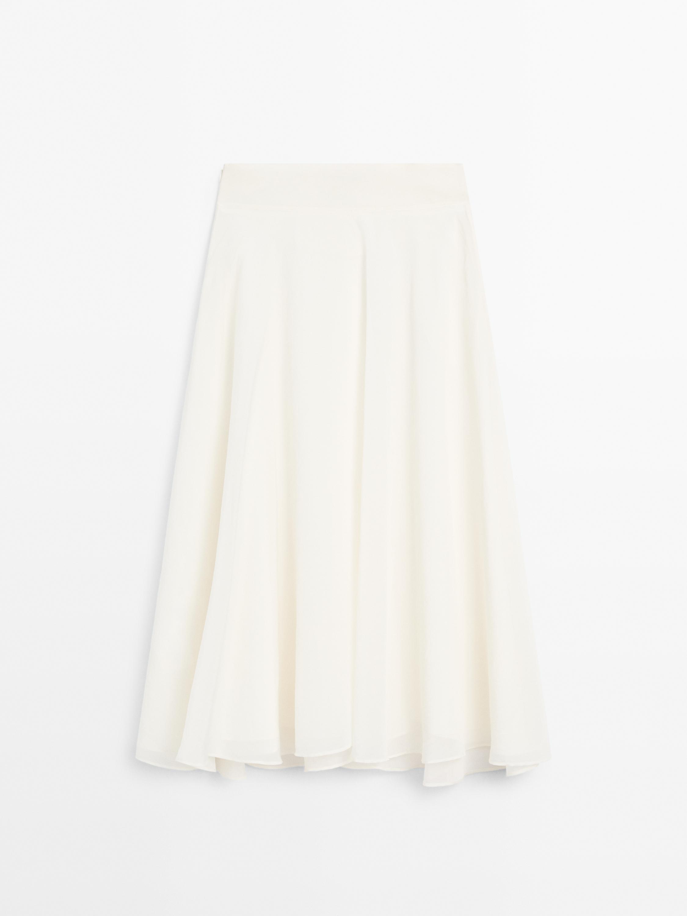 Jupe midi ample en maille côtelée
