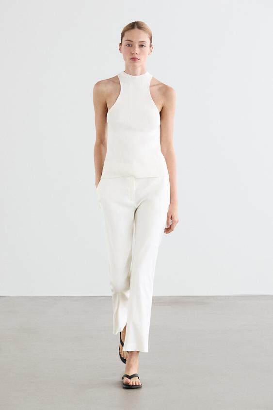 Straight-leg linen blend trousers from Zara - $130