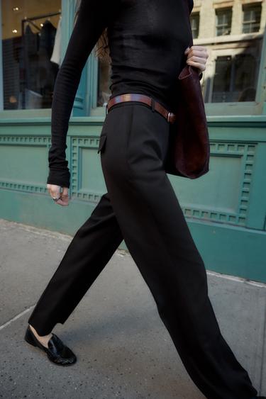 STRAIGHT-LEG TROUSERS WITH BELT - Black by Zara - Image 3