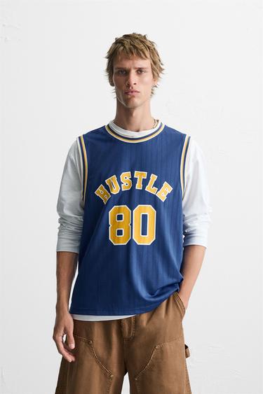 CAMISETA TANK COMBINADO VARSITY - Azul de Zara