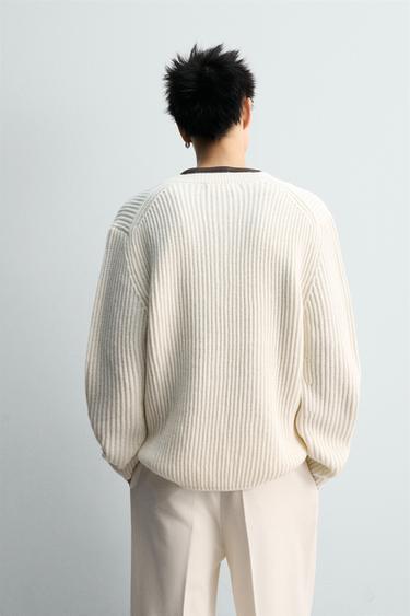TEXTURED BAKER COLLAR JUMPER - Ecru by Zara - Image 2