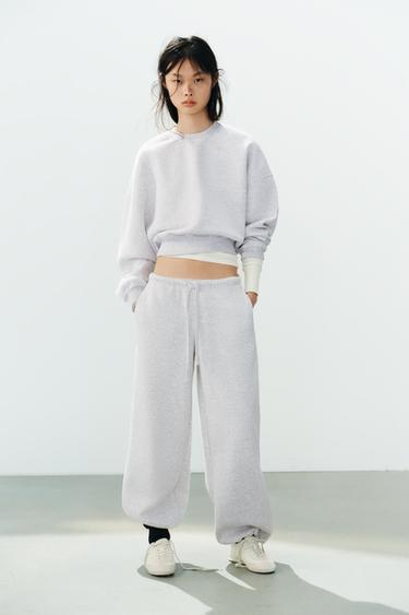 BASIC STRAIGHT-LEG SWEATPANTS WITH ADJUSTABLE HEM — Gray marl 2