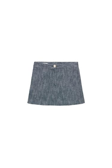 TEXTURED SKORT - Blue/White by Zara