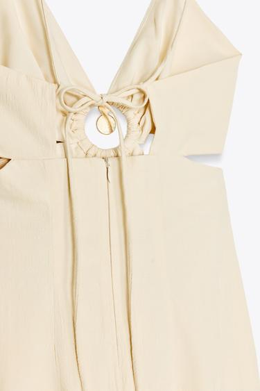 CUT-OUT RUSTIC MIDI DRESS - Light beige by Zara - Image 7