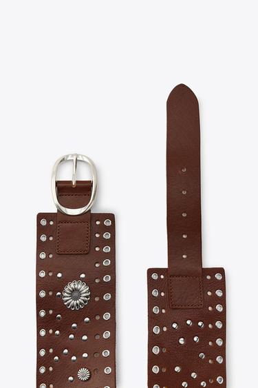 LEATHER BELT WITH FLORAL DETAIL - Brown by Zara - Image 5