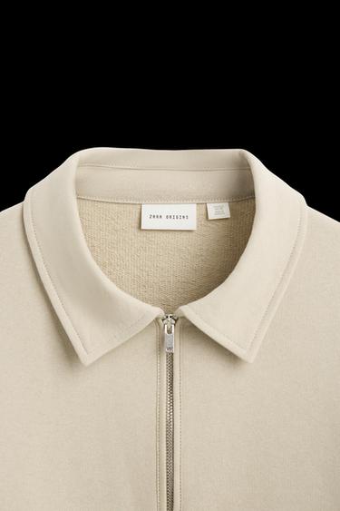 Zara ZIP POLO SWEATSHIRT - Beige