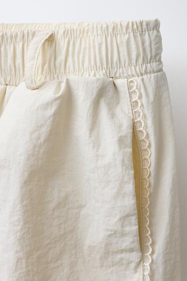 CONTRAST NYLON STRAIGHT-LEG TROUSERS - Ecru by Zara - Image 2