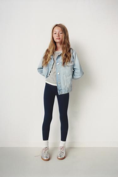 LEGGING CÔTELÉ ÉTIQUETTE - Bleu marine de Zara